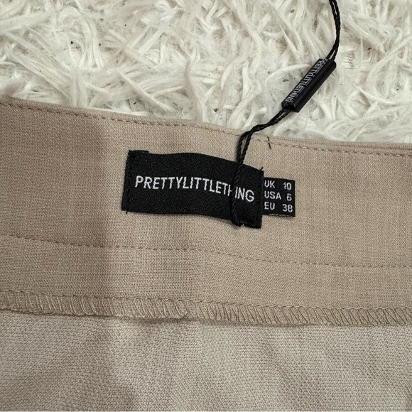 Pretty little thing shape stone woven micro mini skirt Tan size 6 - Picture 5 of 8
